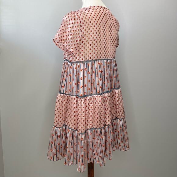 Urban Outfitters UO Pippa Chiffon Tiered Floral Flowy Mini Dress Size XS - Picture 6 of 11